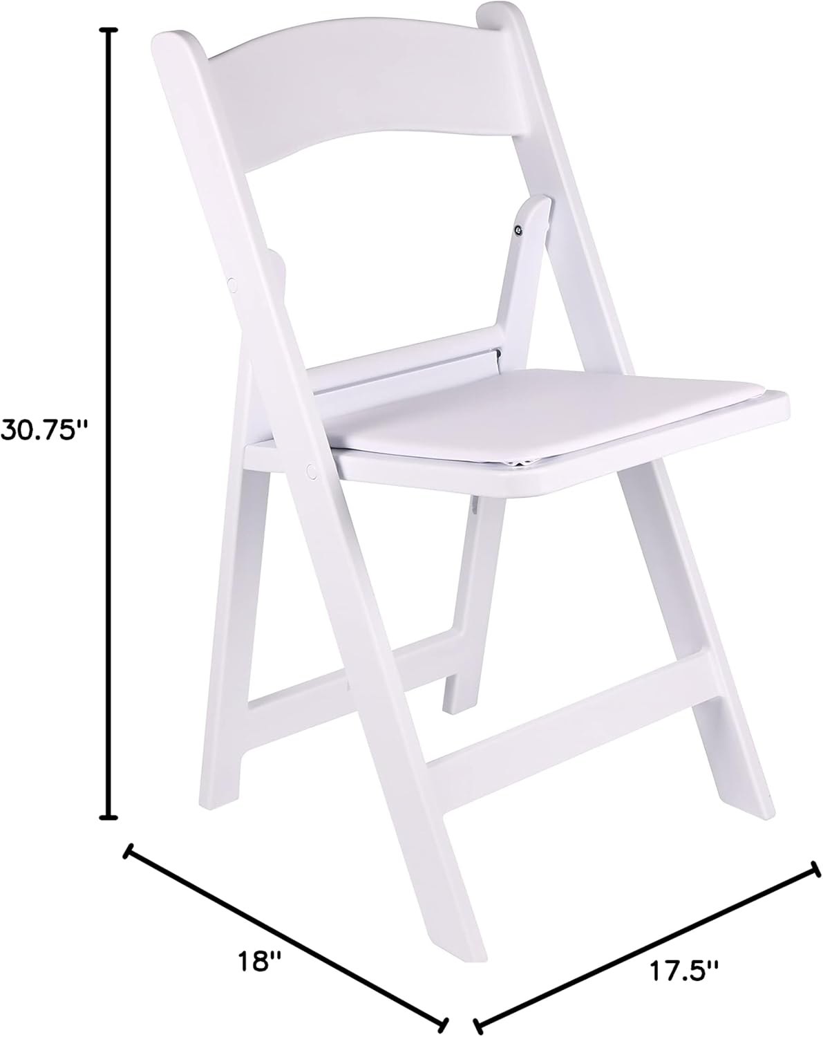 BTEXPERT Set of 8 White Resin Folding Chairs with Vinyl Padded Seat, 1000 lb Static Capacity, Stackable Commercial Grade, Indoor Outdoor for Wedding Event Church