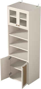 71.3''Tall Kitchen Pantry Cabinet with Oversized Open Shelf & Coffee Station,Tall Extra Deep Enclosed Storage, Fluted Rattan Doors,Adjustable Shelves, Anti-Tip, for Multi-Room Use,White