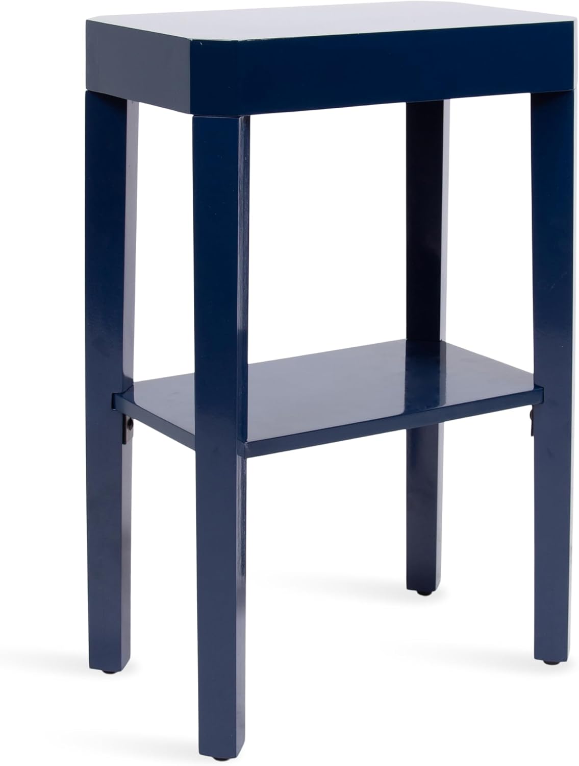 Kate and Laurel Talcott Modern Rectangle Wooden Side Table, 16 x 10 x 25, Navy Blue, Transitional Decorative Two-Tier End Table for Use as a Bedroom Nightstand or Living Room Accent