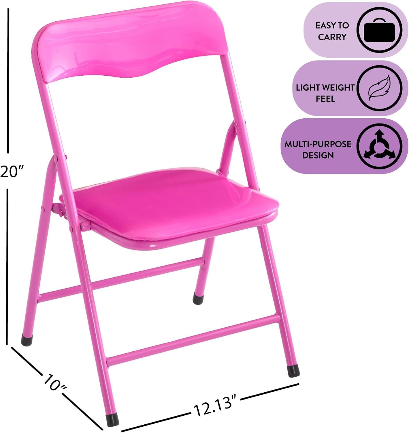 Heritage Kids Padded Folding Chair for Kids, Set of 2, Pink, Ages 3+