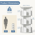 DUMOS 3 Tier Rotating Bookshelf Tower, Study Spinning Bookshelf for Small Space, 360° Display Revolving Bookcase Lazy Susan, Freestanding Vertical Corner Book Shelf for Bedroom, Living Room, White
