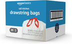 Amazon Basics Tall Kitchen Drawstring Trash Bags, Sturdy, 13 Gallon, Unscented, 200 Count