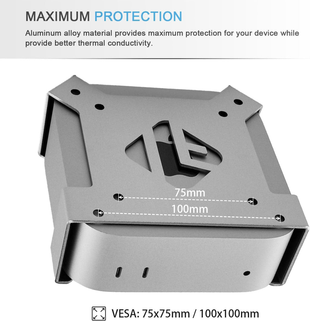IFCASE Mount for Mac mini M4/M4 Pro 2024, Under Desk, Wall, Monitor Back VESA Mount Bracket with Heat Dissipation & Anti-Scratch Design (Silver)