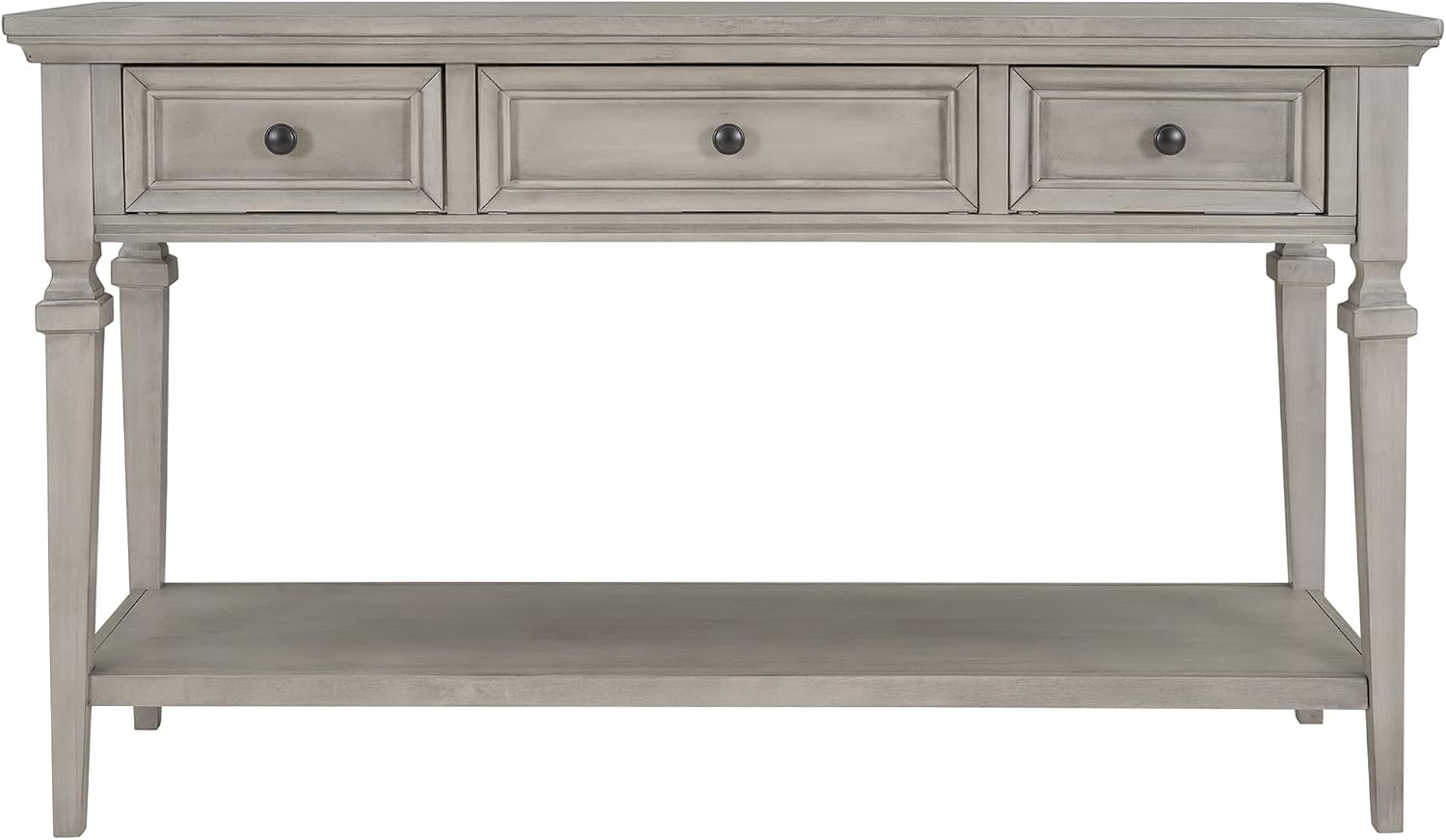 Knocbel 50" Retro Style Console Table Solid Wood Frame Sofa Table with Bottom Open Shelves and 3 Top Storage Drawers Entryway Table for Living Room, Coffee Bar, Hallway, Front Hall