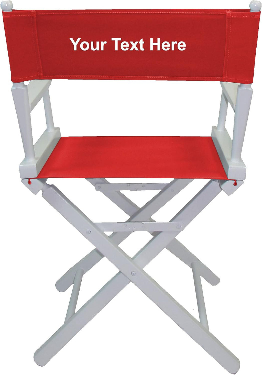 TLT Personalized Imprinted Contemporary 18 Inch Table Height White Frame Director's Chair - Red