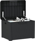 Patio Storage Box Anthracite 33 gal Resin Wicker Chest Outdoor Cushion Container Bench with Lockable Lid for Garden Backyard Deck Porch Furniture Seat