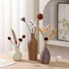 Ceramic Vases Set of 3 Home Decor Modern Rustic Farmhouse Pottery Decorative Flower Vases for Pampas Grass Dried Fresh Flowers, Living Room, Table Centerpiece, Shelf, Mantel (Multicolor Brown)