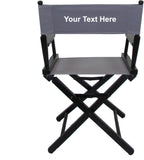 TLT 18" Table Height Folding Director’s Chair – Black Frame – Personalized/Imprinting – Contemporary Style - Grey Canvas