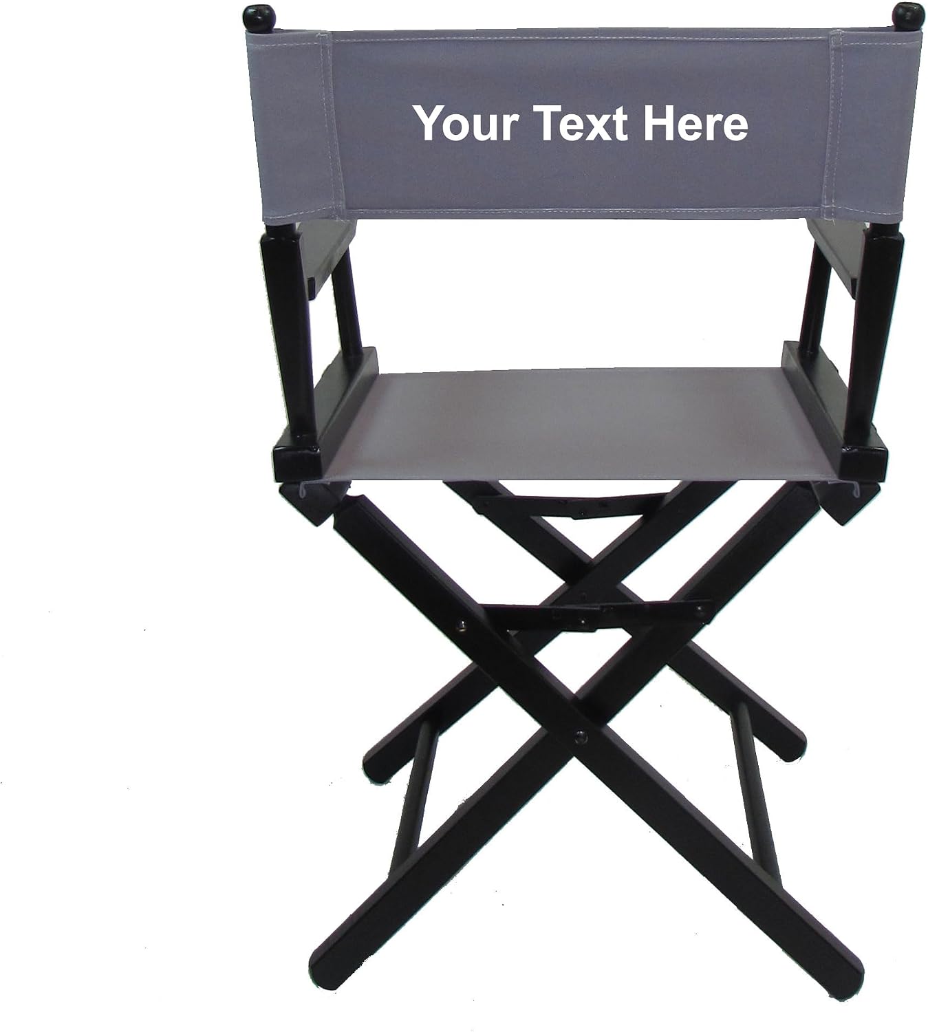 TLT 18" Table Height Folding Director’s Chair – Black Frame – Personalized/Imprinting – Contemporary Style - Grey Canvas