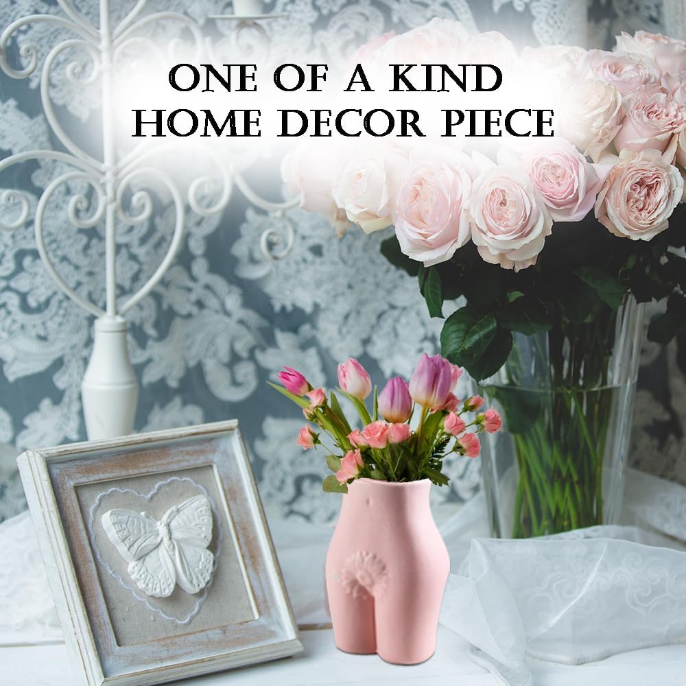 SLS SUPPLY FLORA - Female Body Vase Planter and Desk Organizer, Modern Flower Vase, Chic Feminist Decor and Boho Sculpture for Florals and Succulents, Handmade Ceramic, Blush Pink - Large