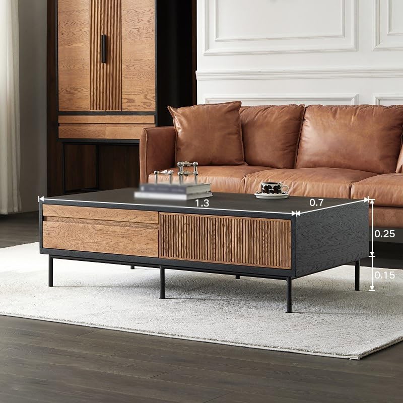 Industrial Style 130x40x70cm Vintage Solid Wood Drawer Center Table, Home Living Room Storage Stand for Balcony, Lounge, Reception for Living Room Bedroom Balcony Yard