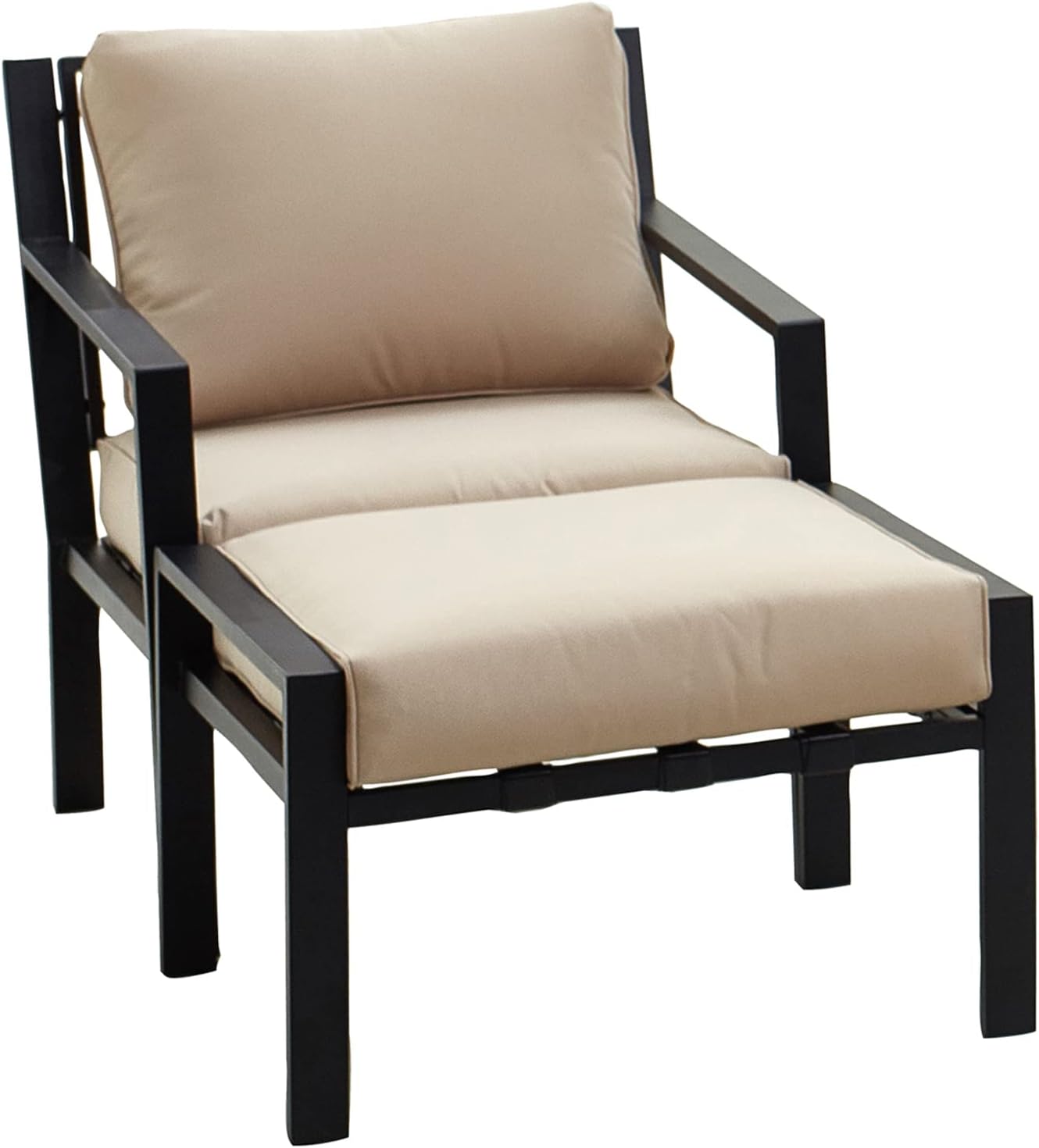 LOKATSE HOME Single Sofa Chair with Ottoman for Living Room Porch Garden Balcony, Beige