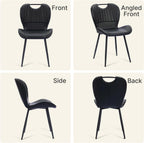 Dining Chairs Set of 4, Modern Faux Leather Kitchen & Dining Room Chairs with Metal Legs, Ergonomic Back Support for Home, Restaurant, Cafe, Black
