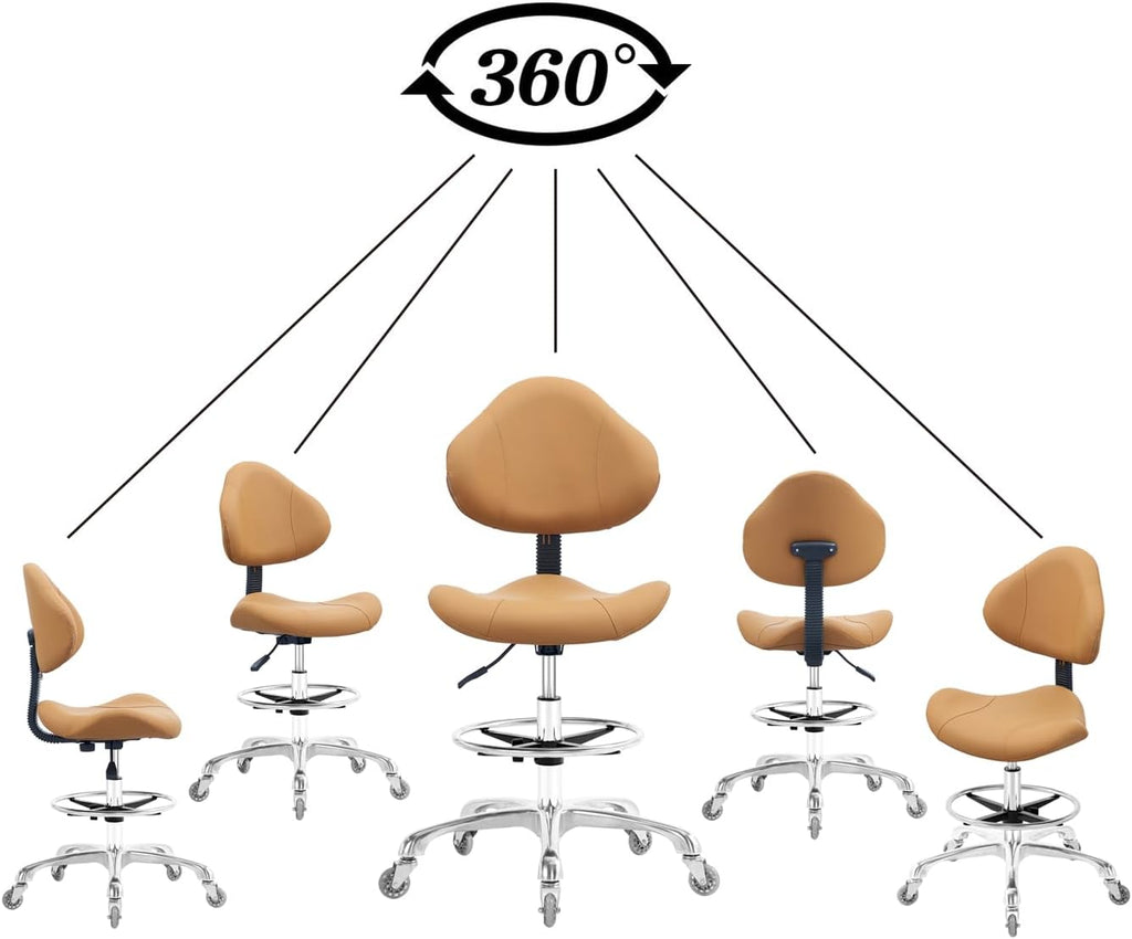 Rolling Swivel Drafting Chair Adjustable Heavy Duty (400lbs) Lumbar Support Task Chair for Home Desk Studio Design Lab(Triangular Back)