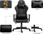 Modern-Depo Leo Gaming Chair with Zodiac Star Sign, Ergonomic Design, Adjustable Swivel, and Lumbar Support, Black