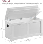 VASAGLE Storage Chest, Storage Bench with 2 Safety Hinges, Farmhouse Style, 15.7 x 39.4 x 18.3 Inches, for Entryway, Bedroom, Living Room, Cloud White ULSB061T10