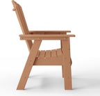 WO Outdoor Adirondack Patio Dining Chair Table 5 PCS Set Seashell Back Armchair Square Table Retro Aesthetic for Outside Restaurant Dining, Resort, Hotel, Lawn, Garden (Teak)