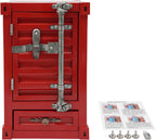 Industrial Metal Container Side Table, 3-Tier Bedside Table with Drawers, Combination Lock, Iron Shipping Container Cabinet for Bedroom, Living Room, Bar, Office (Red)