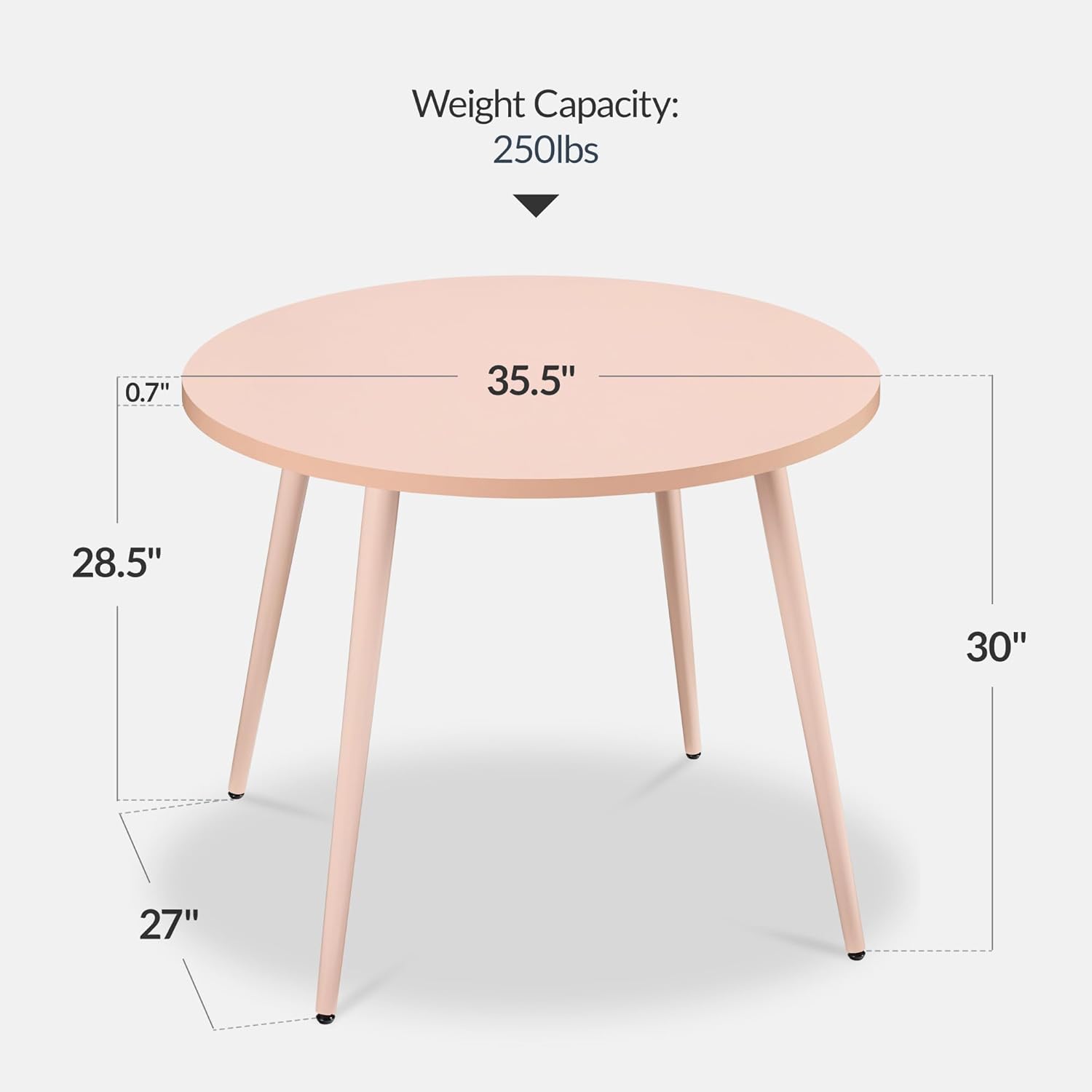Best Choice Products Round 35.5in Dining Table for 4 w/Sturdy Wood Finish Steel Legs, Mid Century Modern, Space-Saving, Small Space Circle Dinette for Home, Kitchen, Apartment - Pink