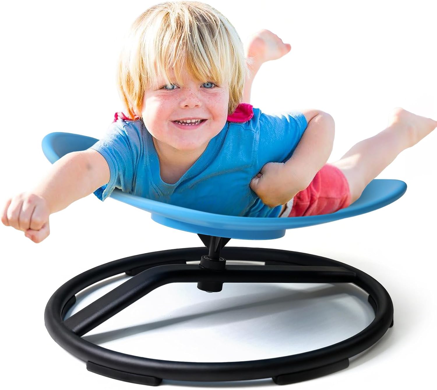 Spinning Chair for Autistic Kids, Sensory Swivel Chair Toy for Teens with ADHD/Autism, Training Body Balance, Sit and Spin Calming Gift to Improve Focus, Ages 3+, Max Load 250 LBS (Blue)
