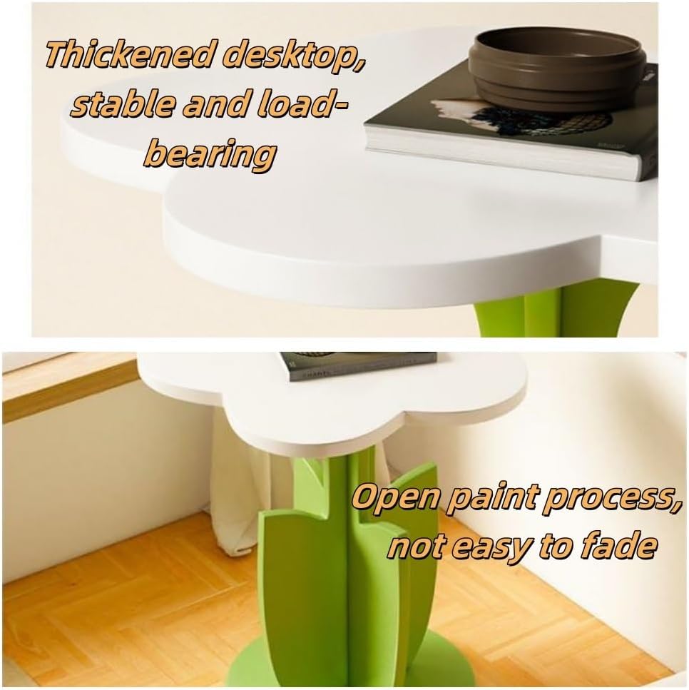 Flower Shape Side Table, Modern Creative Bedside Table, Multifunctional Coffee Table, Cute Storage Table Suitable for Small Indoor Space(Pink)
