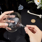 SUPERFINDINGS 2 Sets Clear Glass Oil Lamp Round Refillable Liquid Petite Oil lamp 11.5 x 10.2 cm Burning with Wick and Holder Included for Indoor Lighting and Outdoor Events