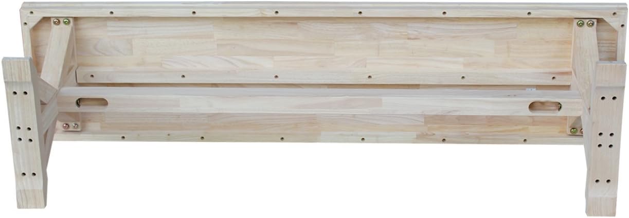 IC International Concepts, Canyon Collection Solid Bench, Solid Real Wood, Sturdy Parawood, Entryway/Dining/Living, 60"W x 14.56"D x 18"H, 450 lbs Weight Capacity, Paint/Stain Ready, Unfinished