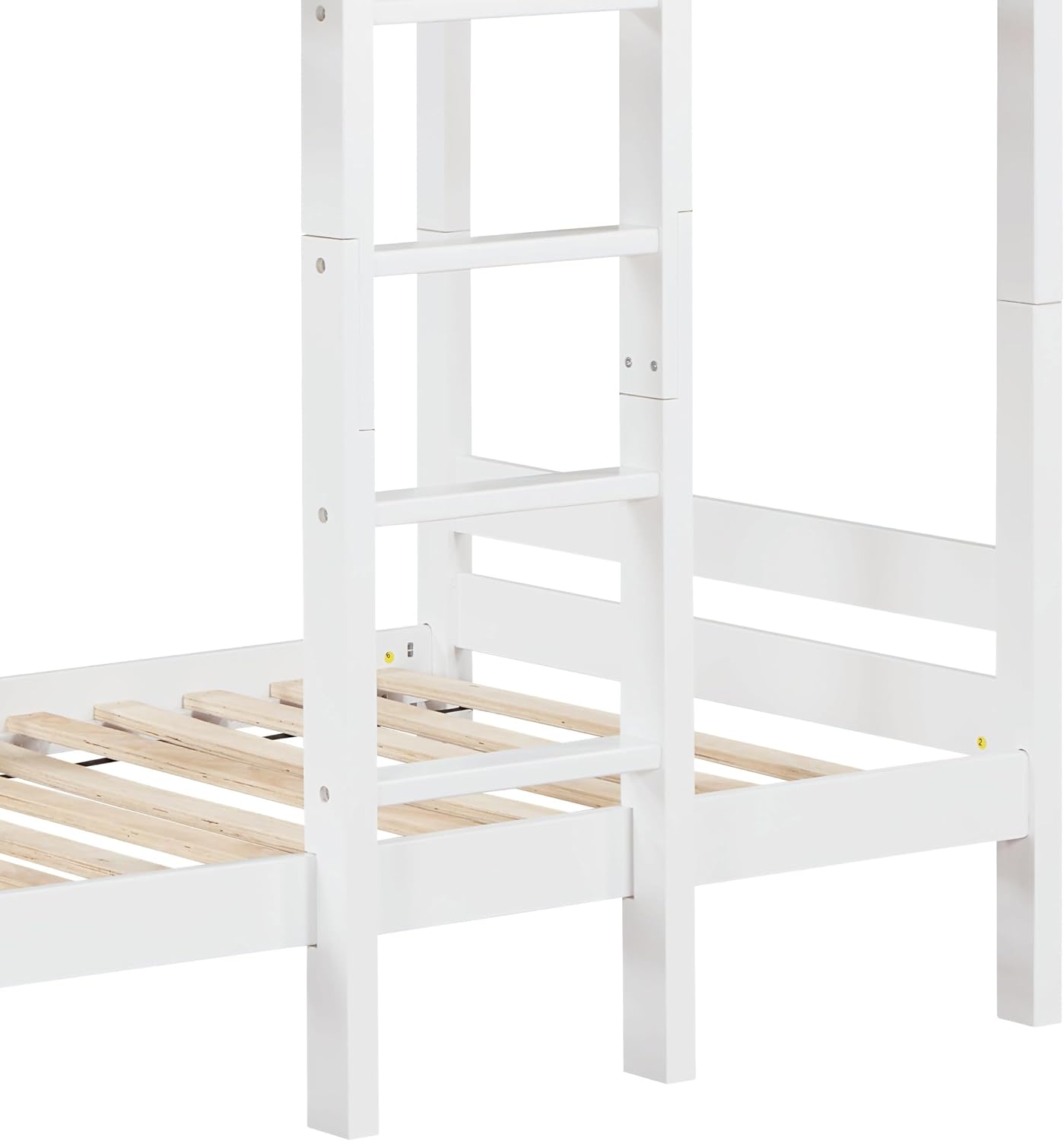 White Twin,Twin Bunk Bed with Ladder