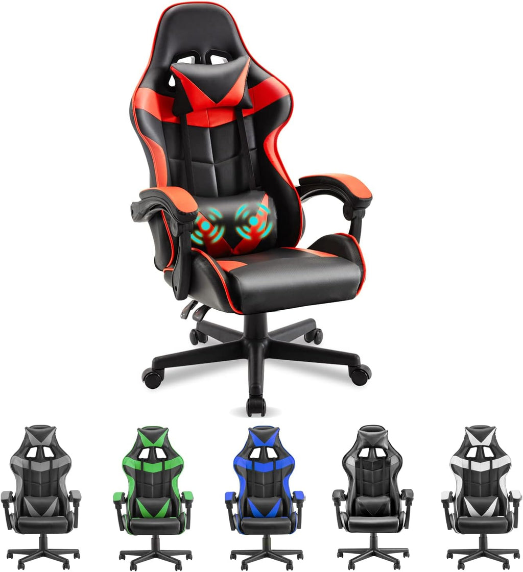 Soontrans Red Gaming Chair,Ergonomic Gamer Chair,Racing Game Chair,PC Computer Chair with High-Back,Adjustable Headrest and Lumbar Support