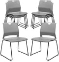KLASIKA Stackable Guest Reception Chairs, Stacking Office Chair with Ergonomic Lumbar Support & Metal Legs, Plastic Desk Chairs for Conference School Church Waiting Meeting Break Room Set of 8, Gray