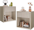 WLIVE Night Stand Set of 2, Wood Nightstand Sets with Storage Drawer and Open Shelf, Fluted Bedroom Nighstands, Mid Century Bed Side Table, End Tables Living Room, Dorm, Home Office, White Alder