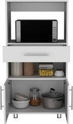 24.41" D*16.5" W*48" H Kitchen Pantry with 21" D Drawer & Shelf, Lower Double Door, Rectangular Storage Cabinet, Modern Minimalist, for Living Room, Dining Room, White
