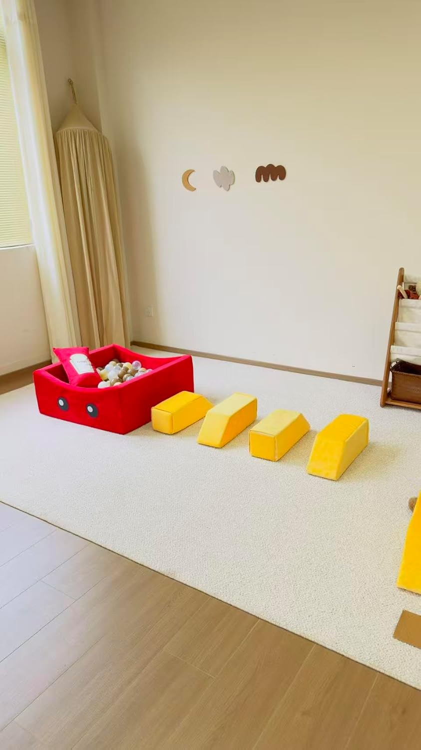 BABAMU Modular Kids Play Couch, Fries Box Design Child Sectional Sofa, Fort-Play Bedroom & Playroom Furniture for Toddlers, Convertible Foam, Washable Covers
