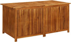 Solid Acacia Wood Patio Storage Box 59.1x31.5x29.5 Inches with Gas-Lift Lid, Waterproof Zippered Bag, Bench and Side Table for Cushions, Pillows, Garden Tools