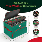 Christmas Nutcracker and Figurine Collectible Storage Box - Holds Up to 72 Ornaments 4” x 4” - Top Adjustable Compartments for Figurines, Nutcrackers, etc - Heavy Duty 600D/ Inside PVC Material, Green