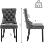 Leather Dining Chairs Set of 4, Upholstered Dining Room Chairs with Nailhead Trim, Sillas de Comedor Modernas 4, Wooden Kitchen Chairs for Dining Room, Living Room, Kitchen, Bedroom, Grey