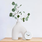 Modern Round U-Shaped Vase - 8"x3.35"x9.3" Stoneware Sand Graze Hollow Flower Vases for Home Decor - Cute Vases for Centerpieces, Living Room, Office & Entryway Display (White)