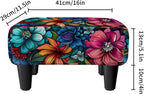 Flower Linen Ottoman Small Footstool with Legs for Living Room Bedroom | vintage floral small foot rest,extra seating,small foot rest for couch,entryway bench,shoe bench