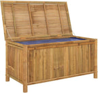 Bamboo Patio Storage Box 43.3x20.5x21.7 Inch Outdoor Storage Bench with Open Slats for Garden Tools and Cushions