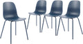 Mid Century Kitchen Chairs Set of 4,Blue Plastic Dining Chairs Outdoor Chairs with Metal Legs for Living Room,Dining Room(4pcs,Navy Blue)