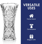 CS Crystal Vase 12-inch high, Sunshine Design, for Flowers & Decor. Lovely Nice Shiny Piece. Perfect as a Gift, Suitable for All Occasions.