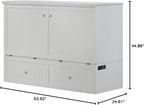 Mega Solutions Murphybedz Tuscany Murphy Cabinet Chest Bed with Charging Station 6 Inch (White, Queen)