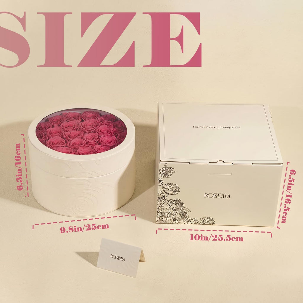 Rosaura 27 Preserved Roses in Round Box-Forever Flowers Gift (Pink) | birthday gifts for women, forever roses, anniversary gifts, mothers day gifts, preserved flowers, valentines day gifts