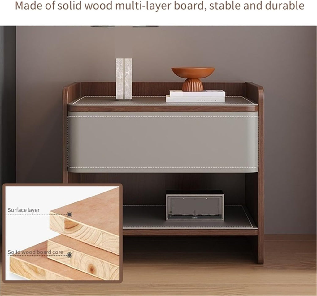 Modern Nightstands with Drawer and Open Storage Shelf Wooden Bedside Table End Table with Storage Sofa Side Table for Indoor Living Room Creative idea(Gray)