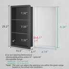IDYLLOR Recessed Medicine Cabinet No Mirror - 14x24 Bathroom Storage Wall Cabinet with 2 Shelves, 304 Stainless Steel Shower Niche, Matte Black Waterproof for Bathroom, Toilet, Vanity