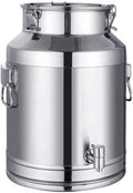 Airtight 20L Stainless Steel Milk Canfarm Storage Container with Sealed Lid & Spigot Dispenser for Milk Wine Oil Teadurable & Convenient Transport Solution,Siliver-28L