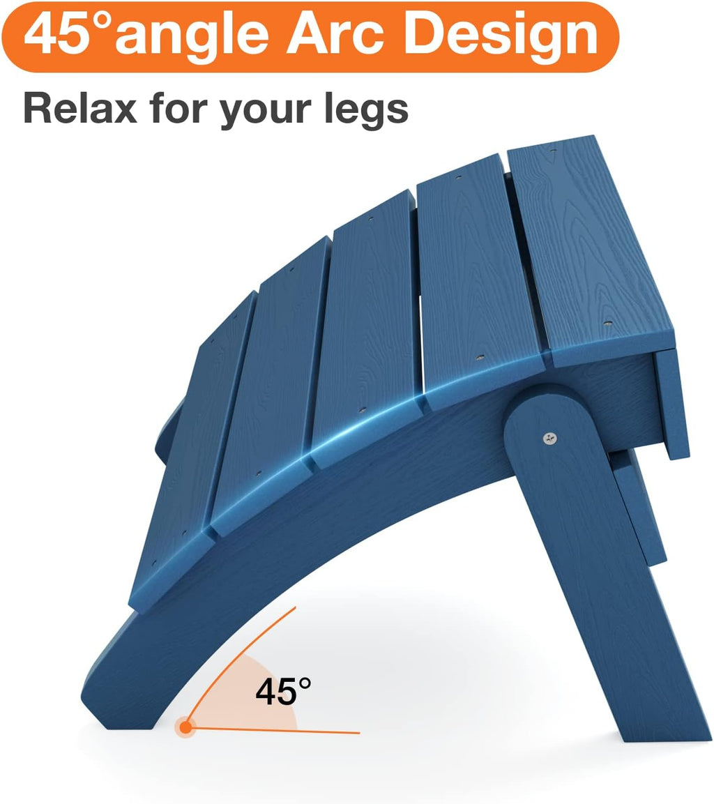 YEFU Adirondack Ottoman Set of 2, Patio Foot Rest, Adirondack Foot Rest, Folding Adirondack Footstool, Weather Resistant for Adirondack Chair, Widely Used for Outdoor, Backyard, Fire Pits-Navy Blue