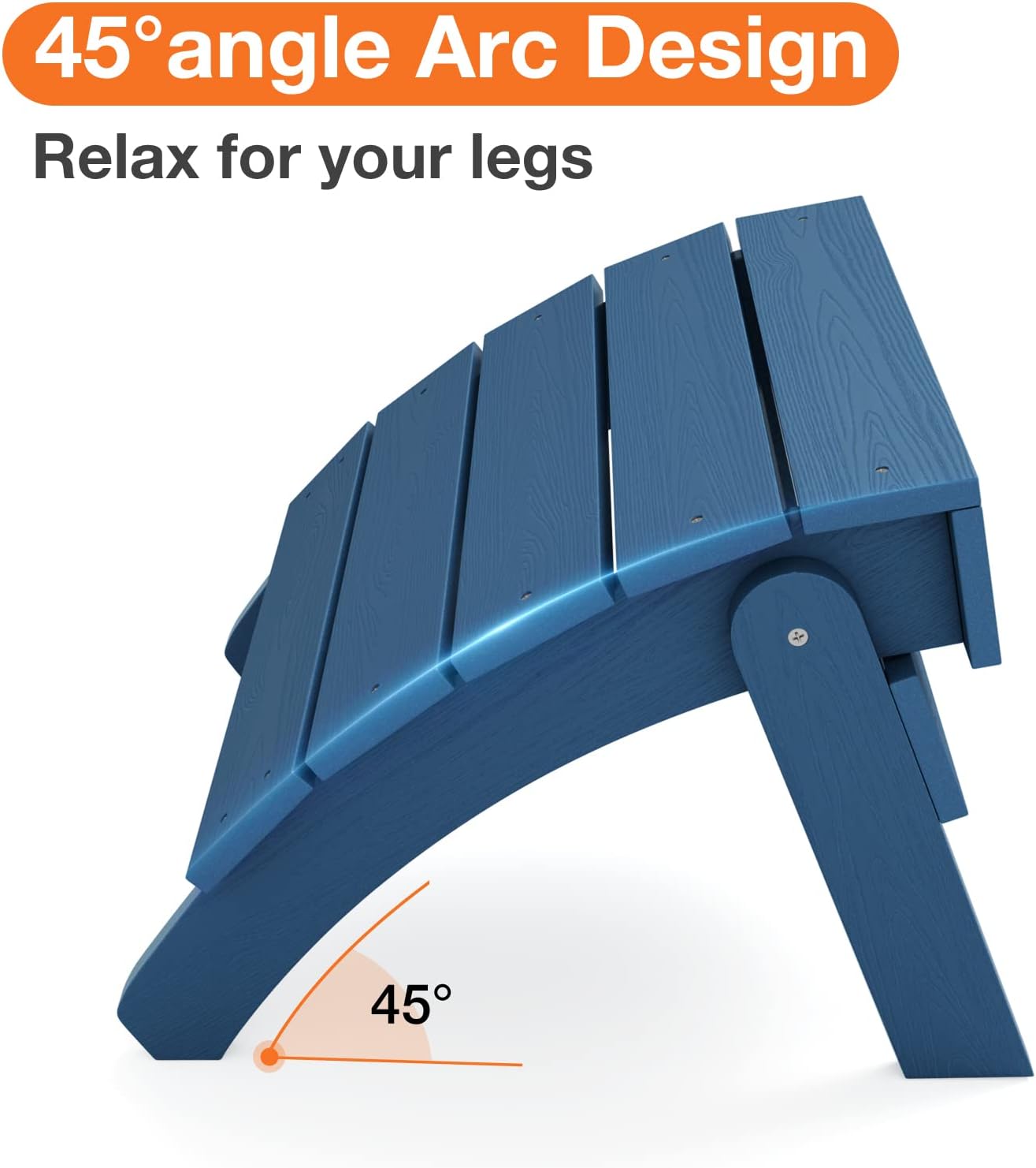 YEFU Adirondack Ottoman Set of 2, Patio Foot Rest, Adirondack Foot Rest, Folding Adirondack Footstool, Weather Resistant for Adirondack Chair, Widely Used for Outdoor, Backyard, Fire Pits-Navy Blue