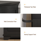 ONBRILL 63 Inch Buffet Cabinet with Storage, Large Sideboard Cabinet with 4 Carved Doors, Modern Credenza Storage Cabinets w/Adjustable Shelves for Kitchen, Living Room, Black