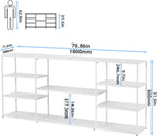 71 Inch Metal Console Table with 8 Storage Shelves,Extra Long Entryway Table,Narrow Sofa Table,Hallway Table for Entrances to Corridor, Foyer,Living Room (White, 70.87×11.81×31.5in)